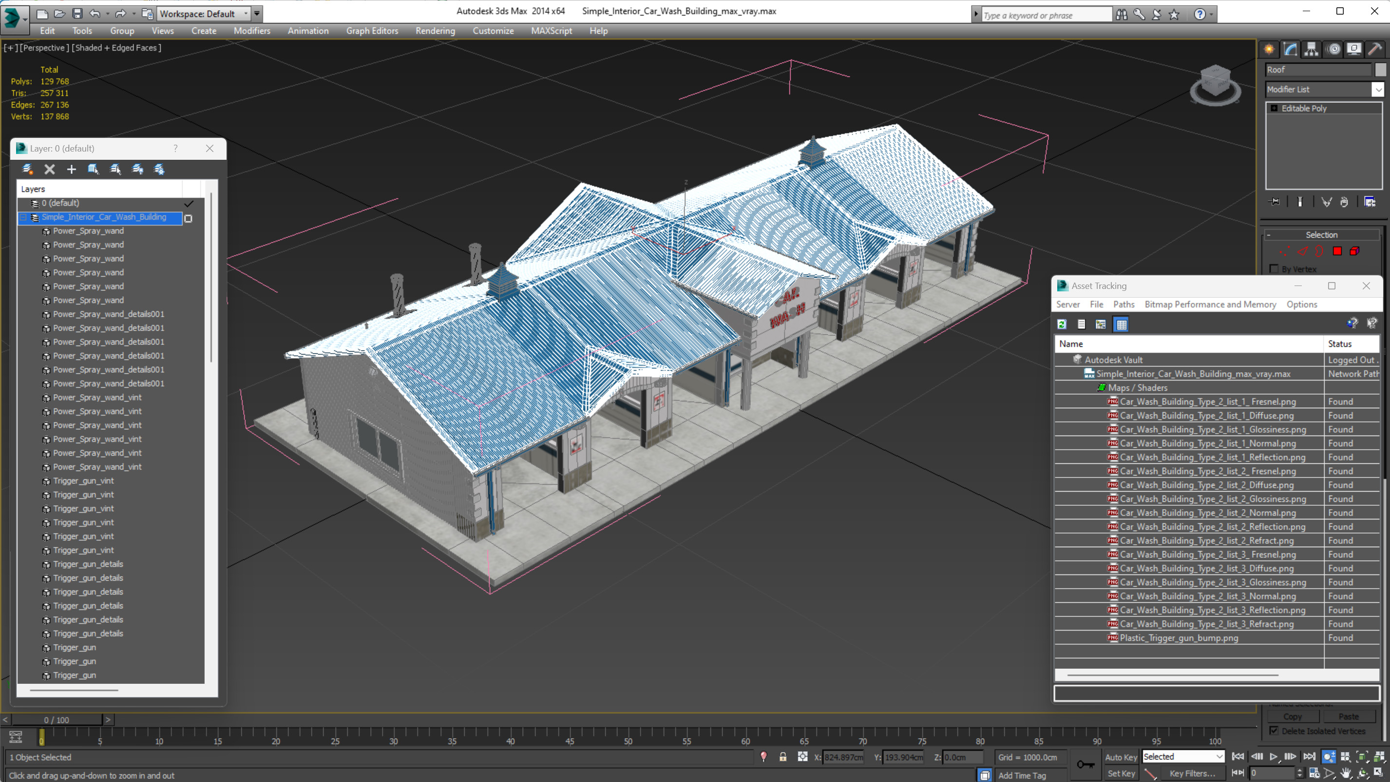 3D Simple Interior Car Wash Building model