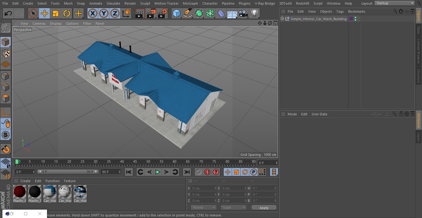 3D Simple Interior Car Wash Building model