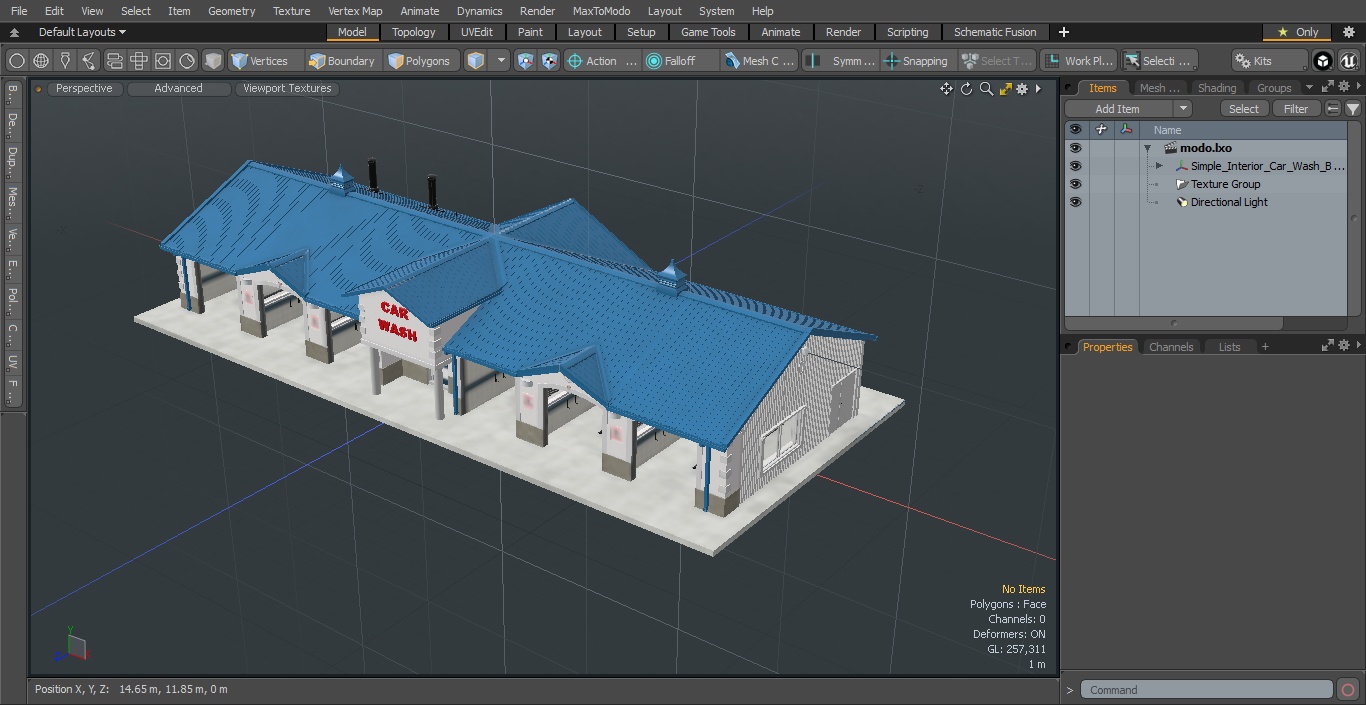 3D Simple Interior Car Wash Building model