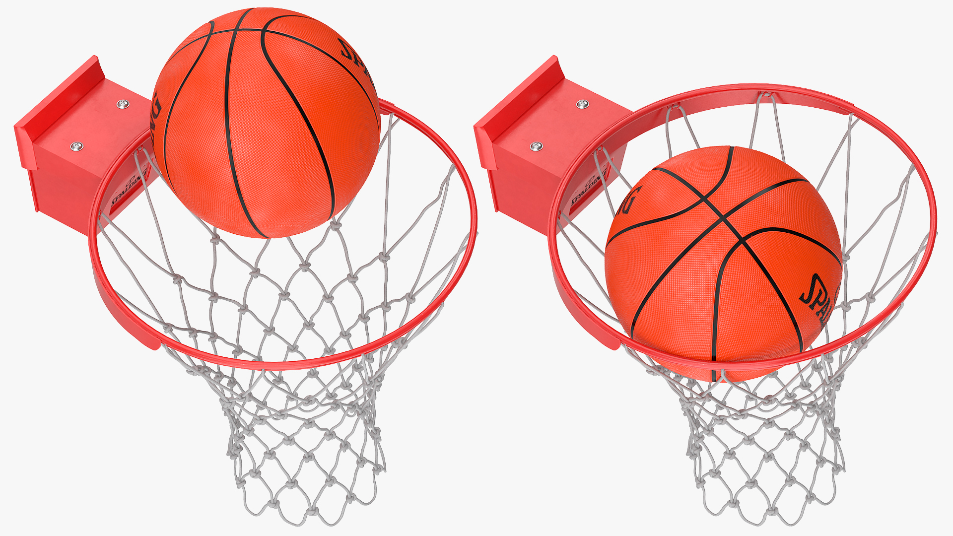 Animated Spalding Basketball Bounces Off the Ring 3D model