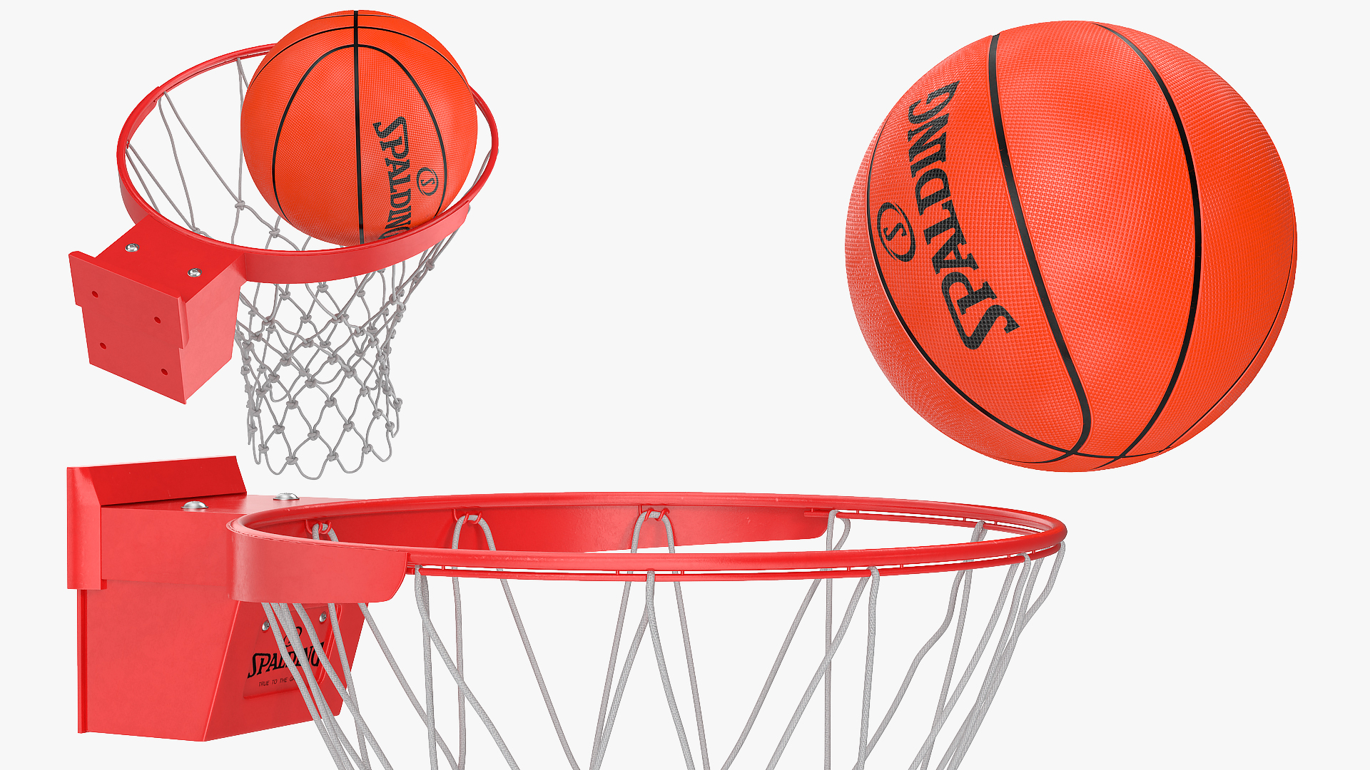 Animated Spalding Basketball Bounces Off the Ring 3D model