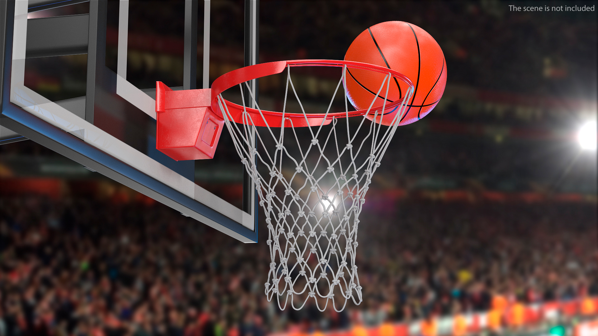 Animated Spalding Basketball Bounces Off the Ring 3D model