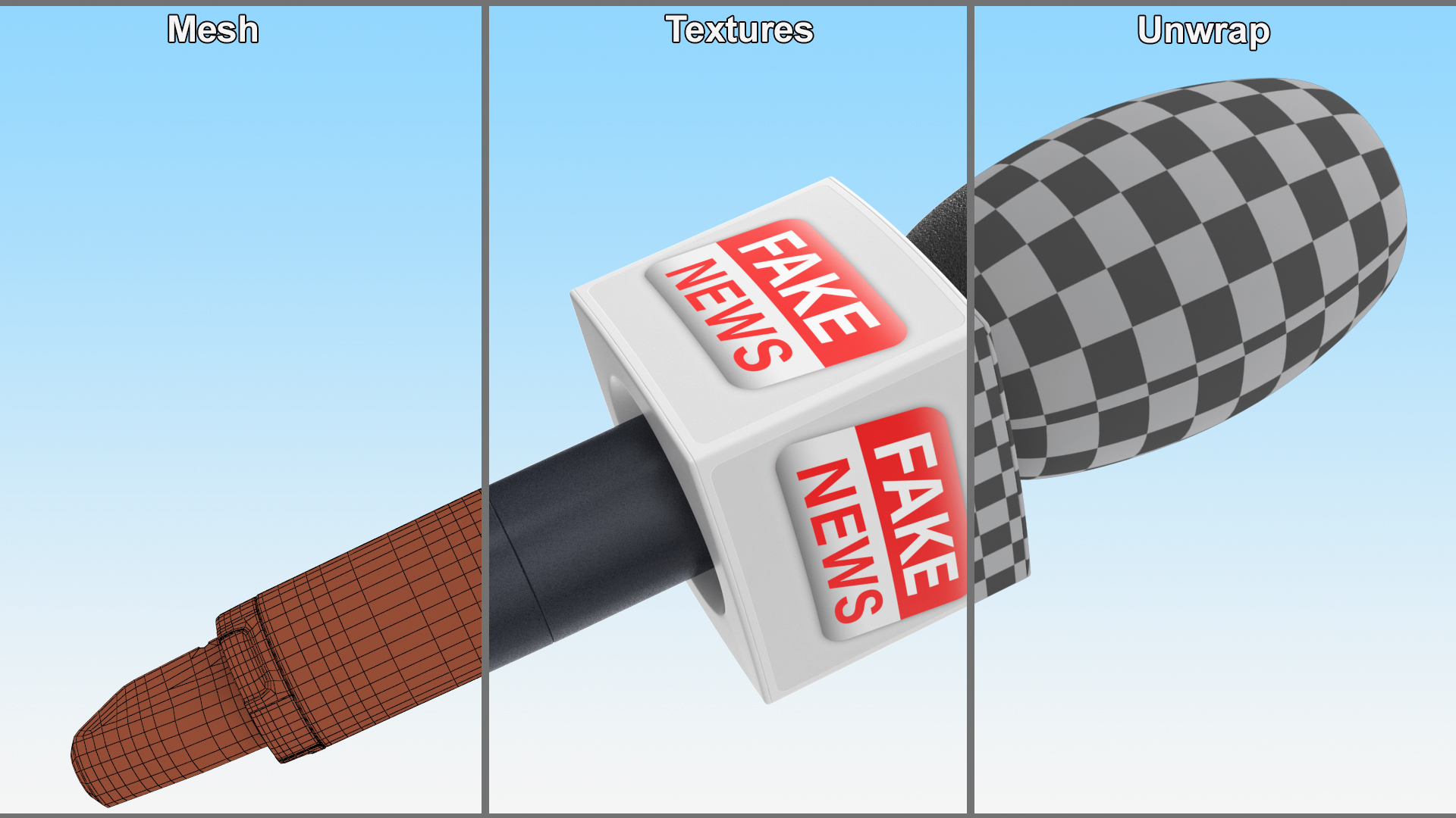 Fake News Interview Microphone Square 3D