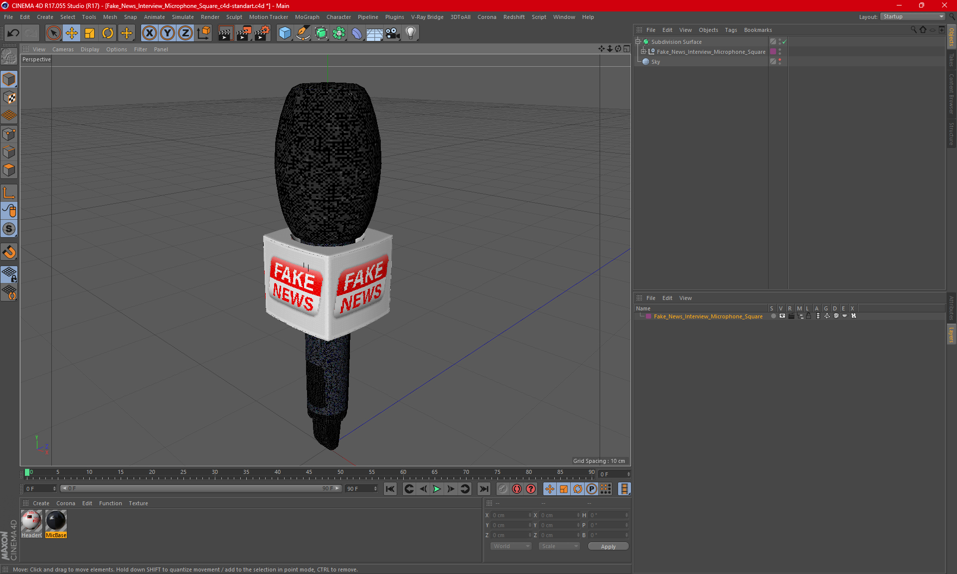 Fake News Interview Microphone Square 3D