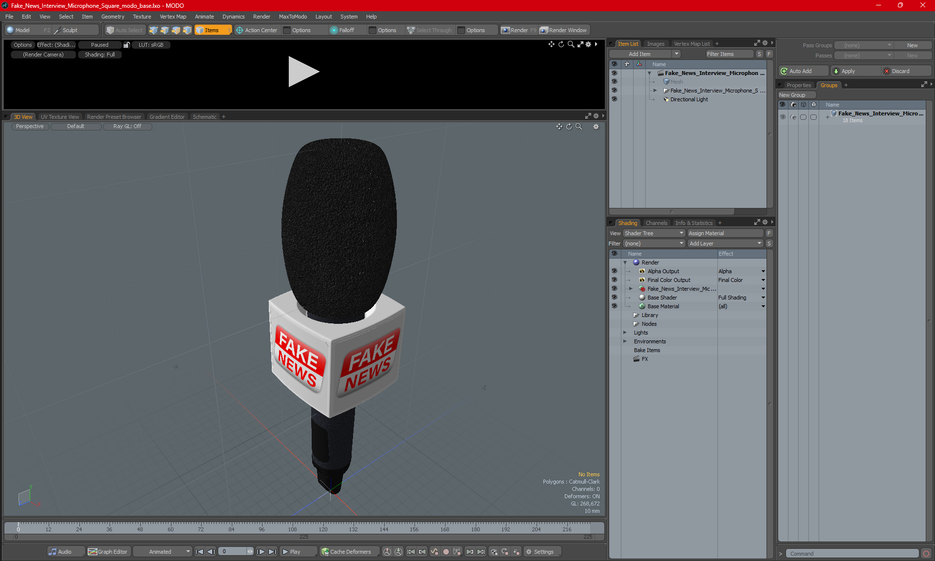 Fake News Interview Microphone Square 3D