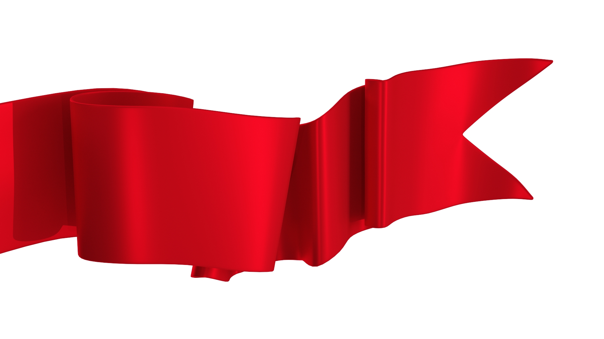 3D Red Ribbon Curved Stripe Banner