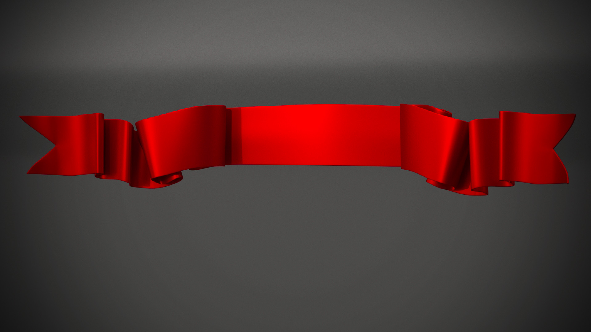 3D Red Ribbon Curved Stripe Banner