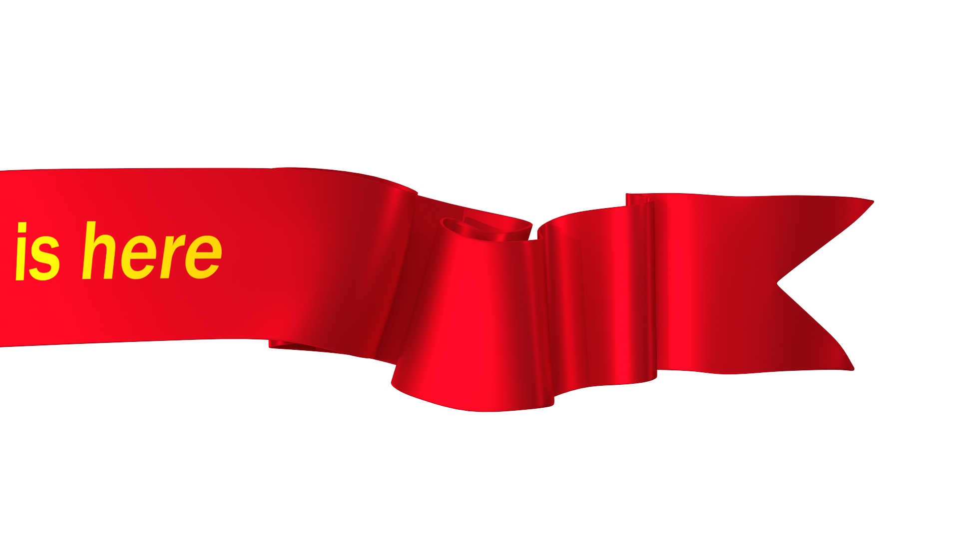 3D Red Ribbon Curved Stripe Banner