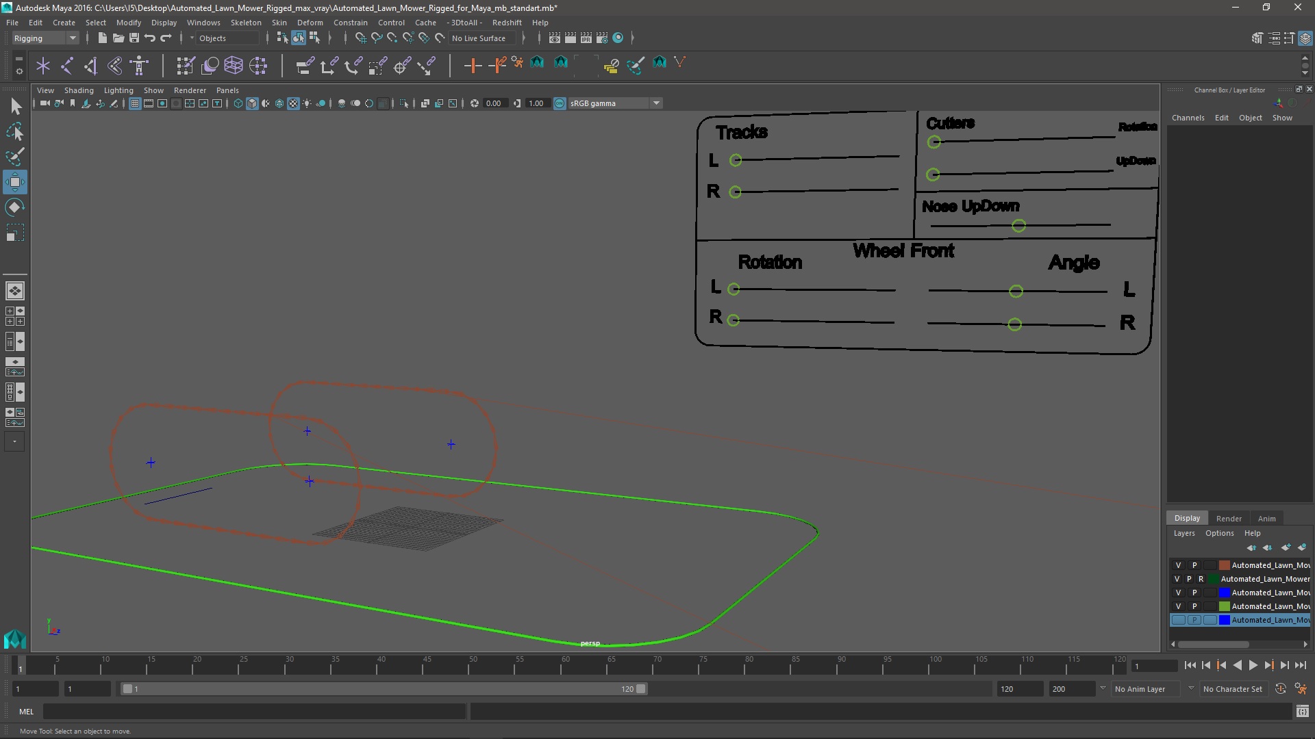 3D Automated Lawn Mower Rigged for Maya