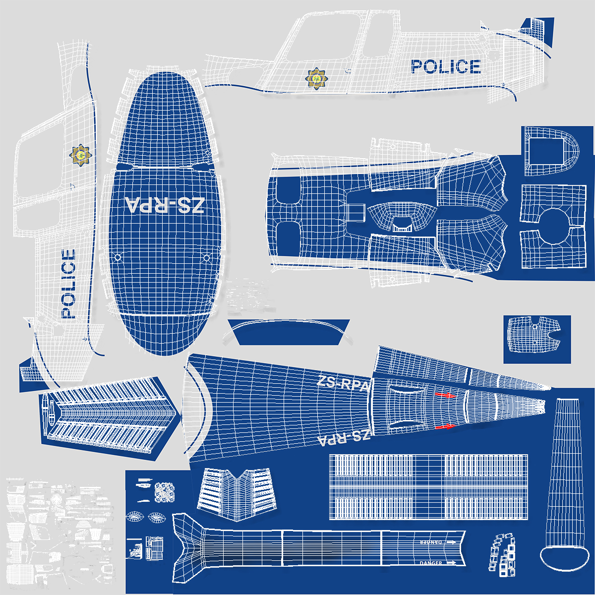 3D model Police Helicopter Eurocopter AS 350