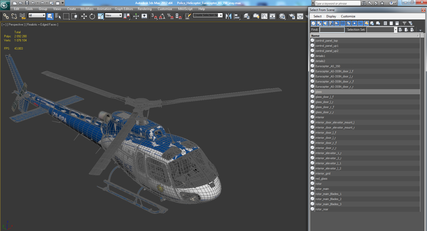 3D model Police Helicopter Eurocopter AS 350