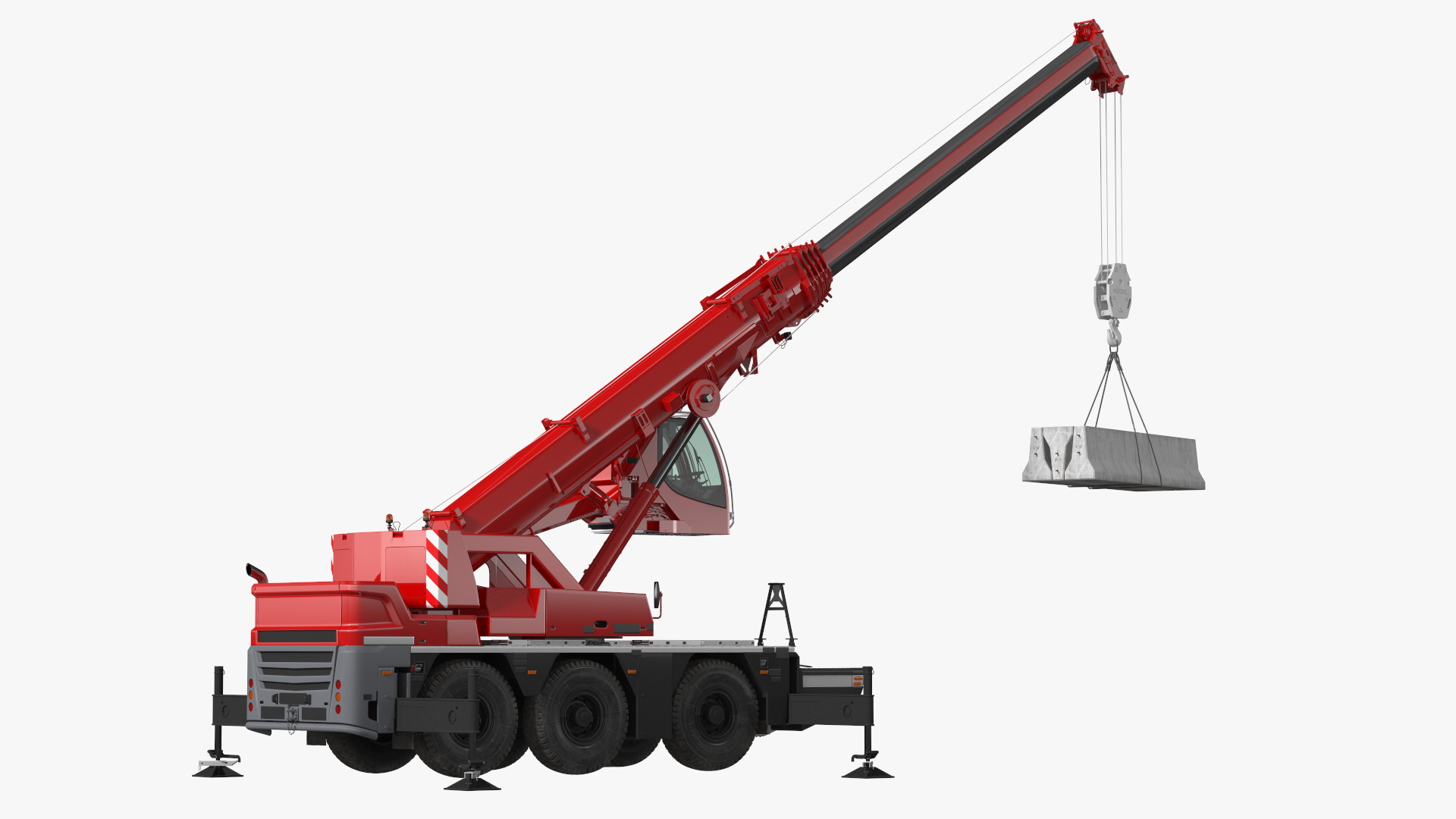 Compact Mobile Crane With Load Rigged 3D