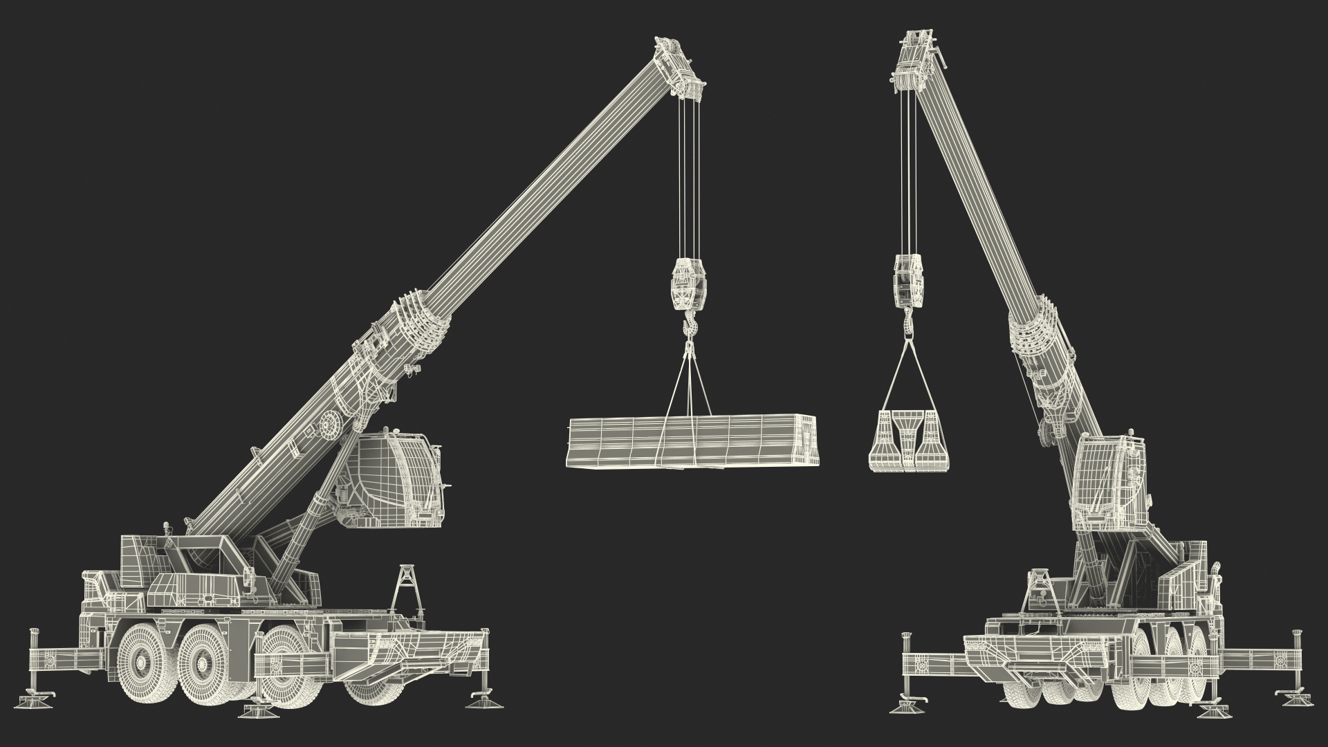 Compact Mobile Crane With Load Rigged 3D