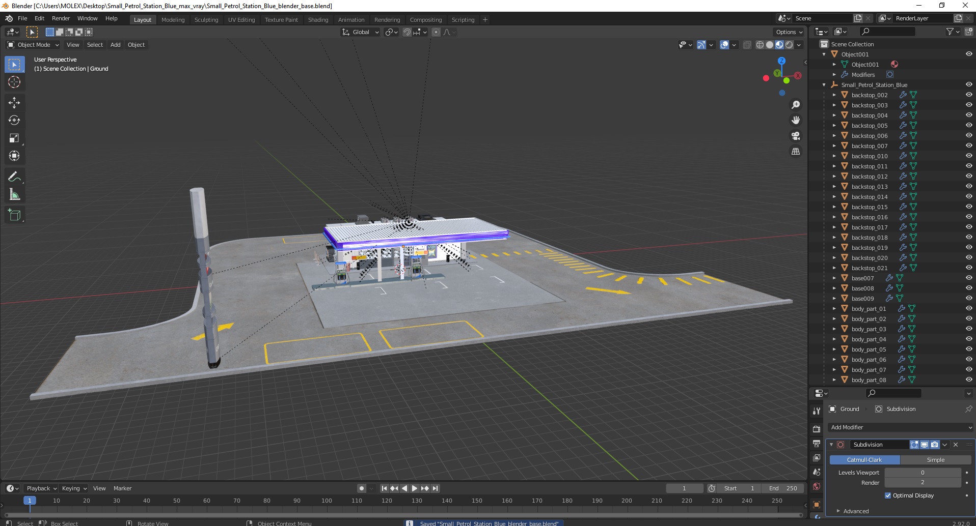 3D model Small Petrol Station Blue