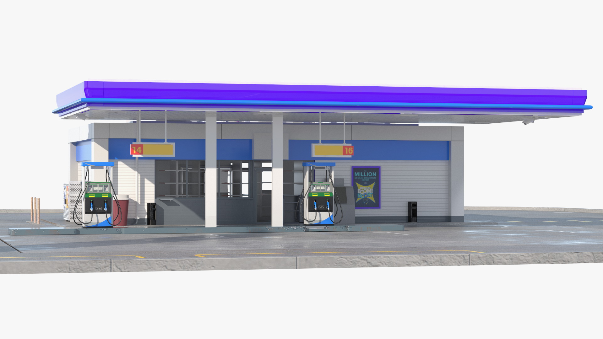 3D model Small Petrol Station Blue