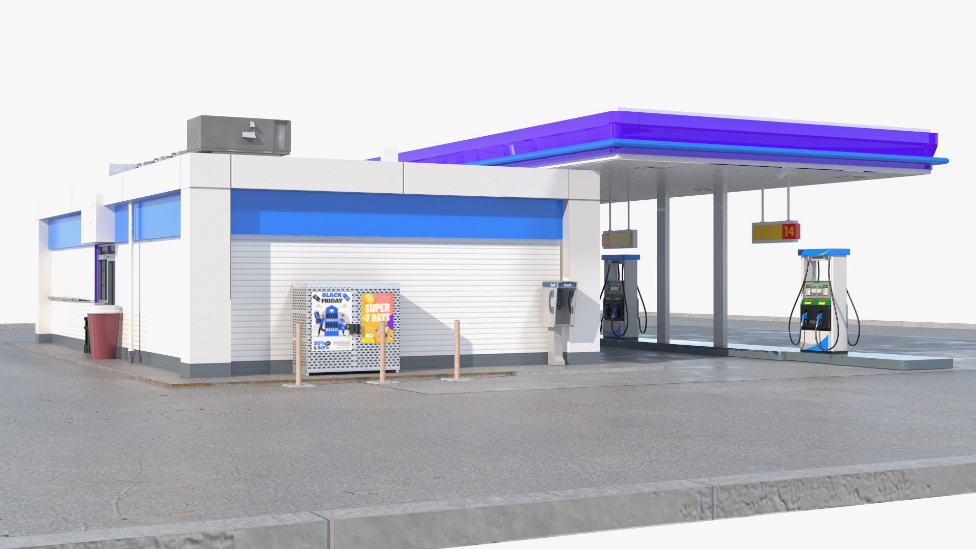 3D model Small Petrol Station Blue