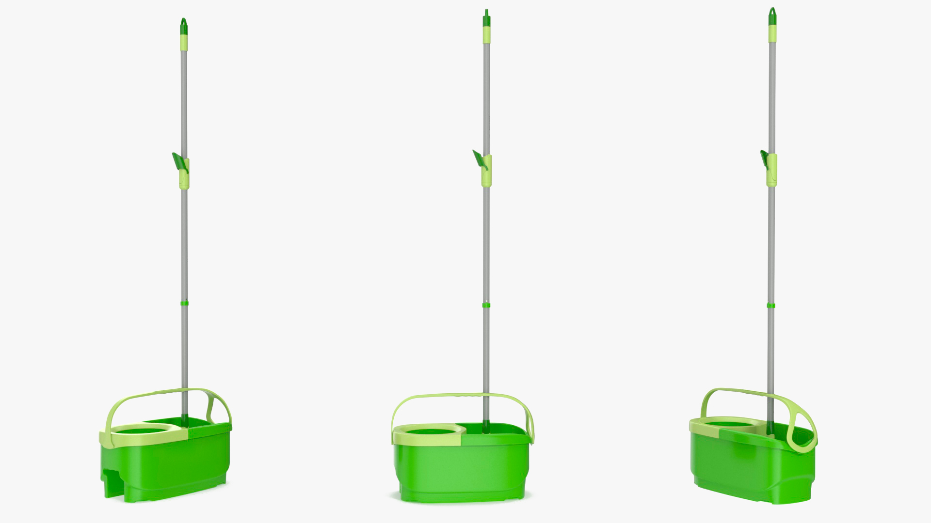 Plastic Bucket with Mop Green 3D model