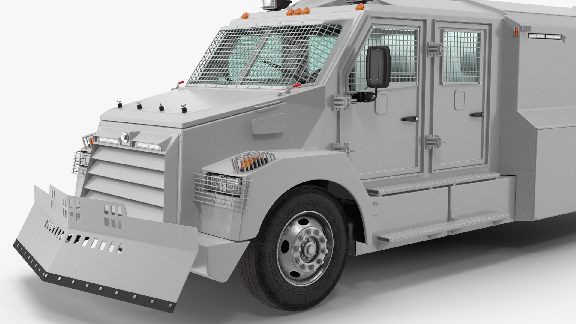 3D Armored Truck for Riot Control White Rigged model