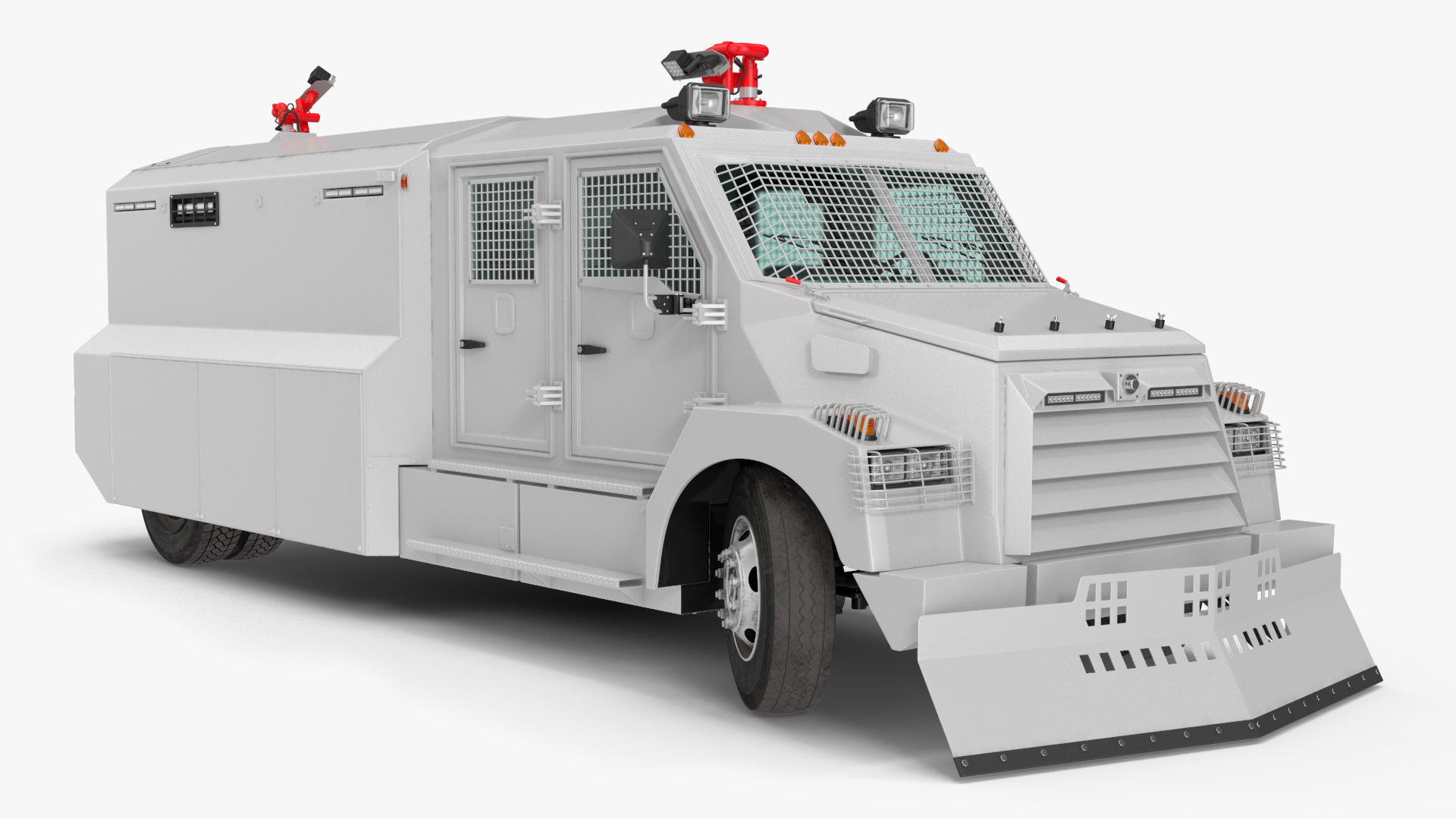 3D Armored Truck for Riot Control White Rigged model