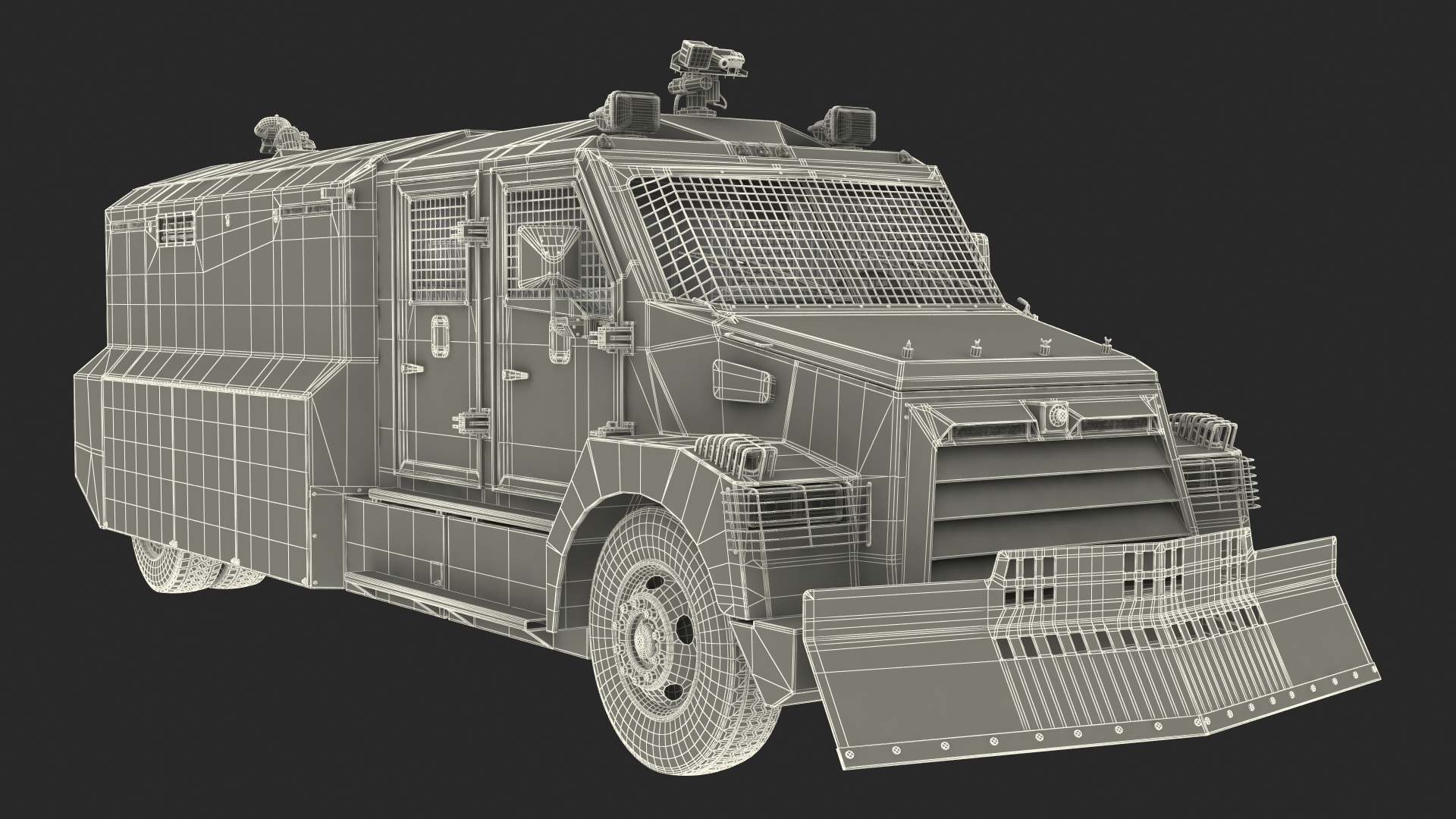 3D Armored Truck for Riot Control White Rigged model