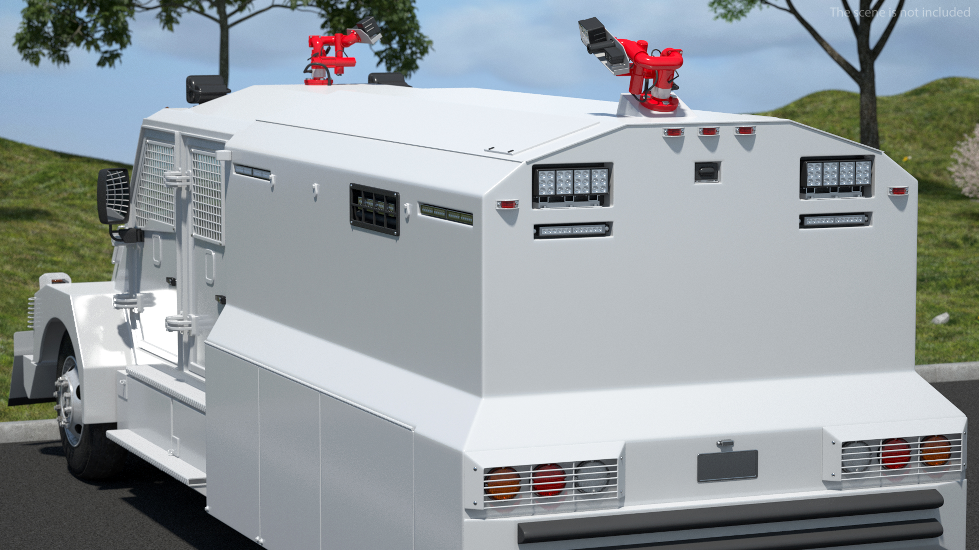 3D Armored Truck for Riot Control White Rigged model