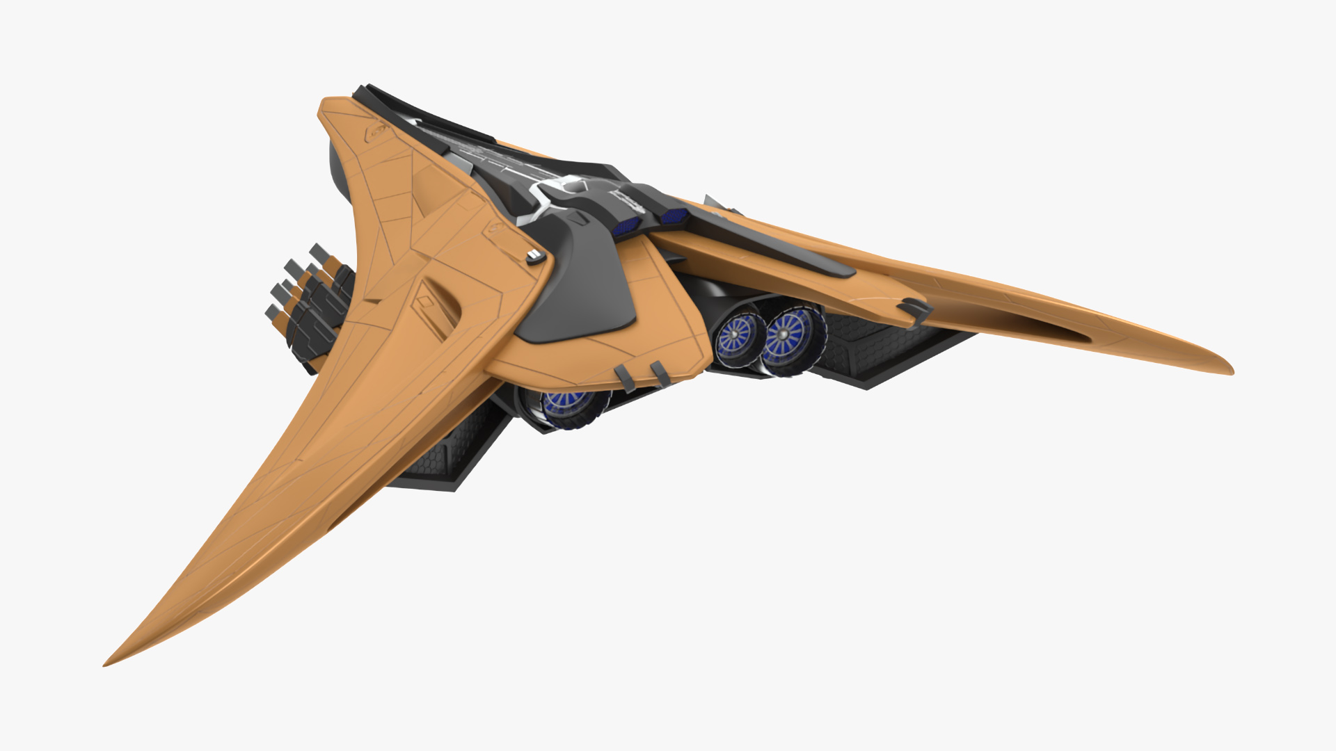 3D model Futuristic Space Fighter Starship Orange