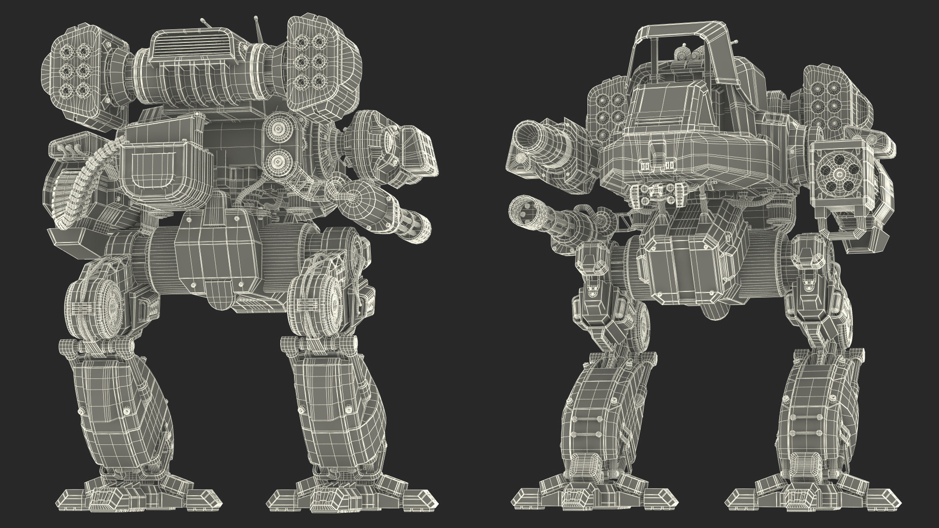 3D Shabby Big Walking Sci-Fi Black Robot with Pilot model