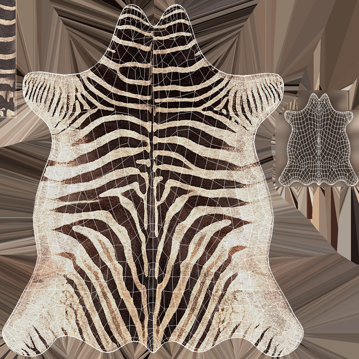 3D Zebra Hide Rug with Fur model