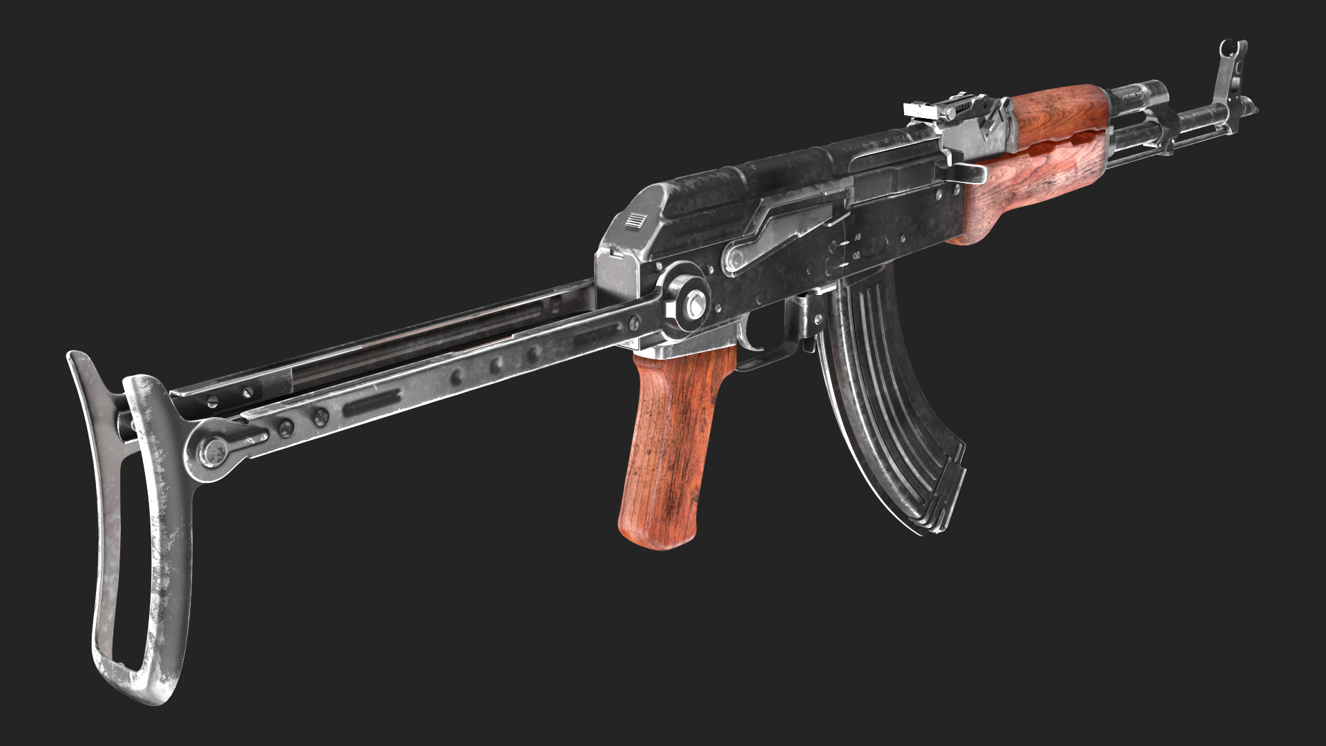 3D AKMS Assault Rifle model