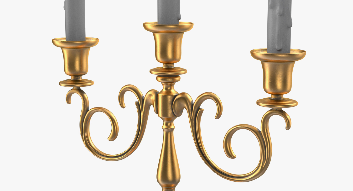 3D Candelabra Gold with Candles model