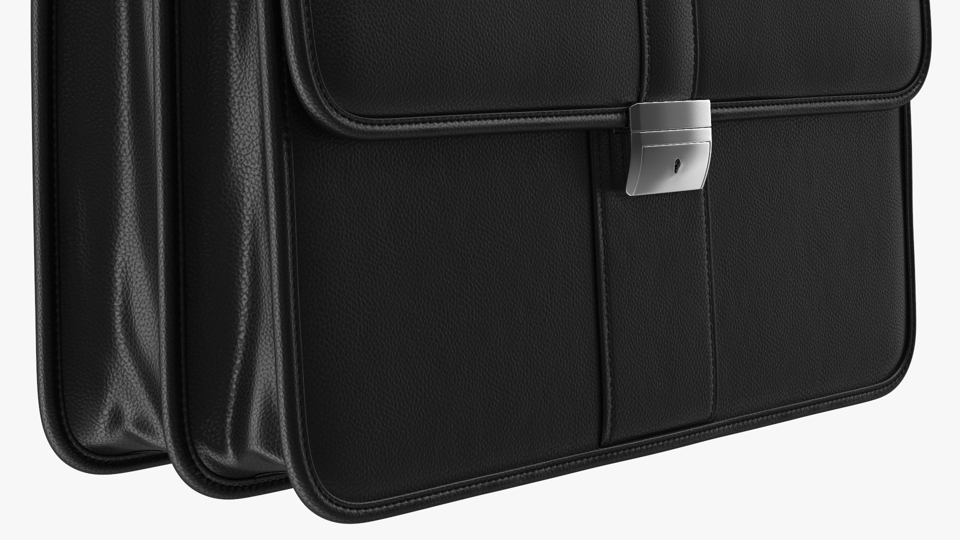 3D Classic Leather Briefcase Black