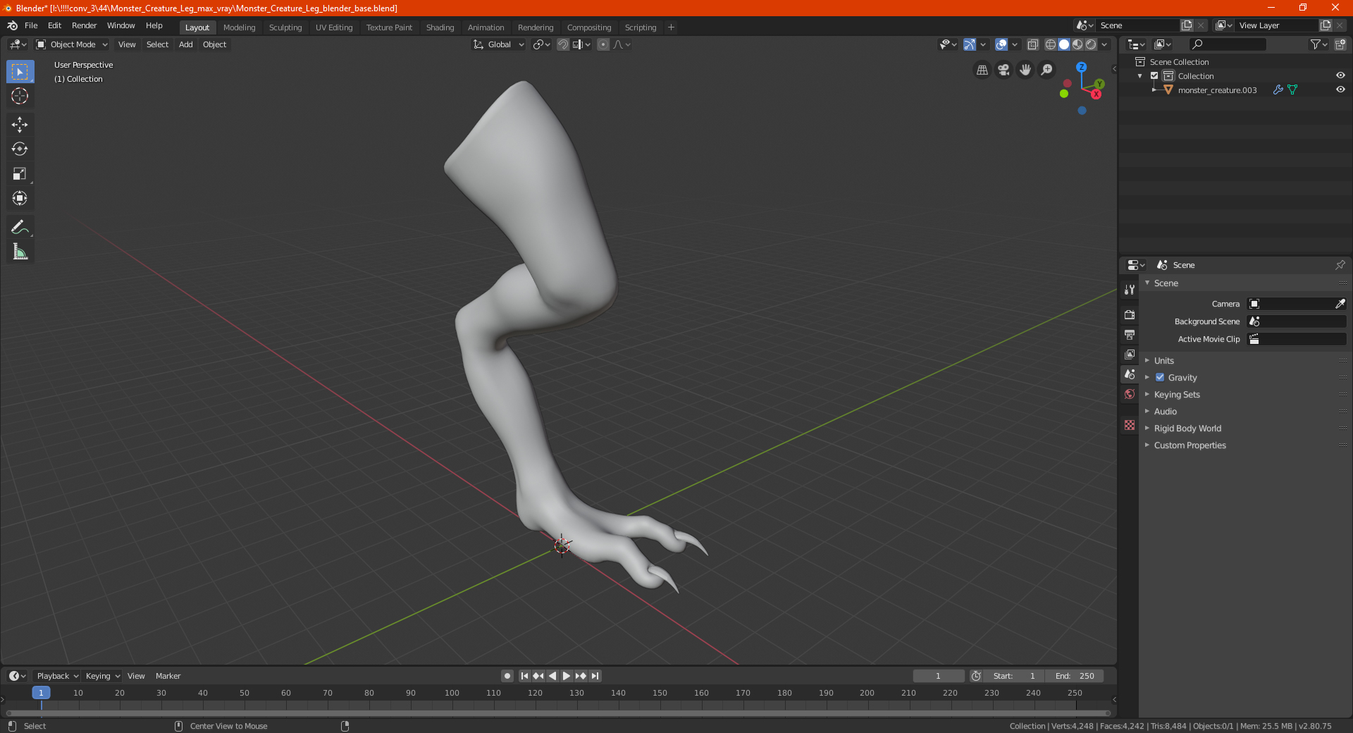 3D model Monster Creature Leg