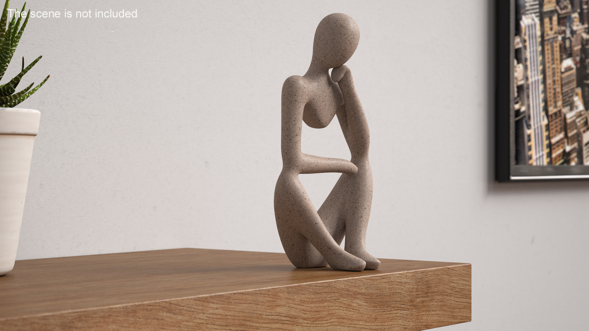 3D model Human Sculpture in Thoughtful Pose White