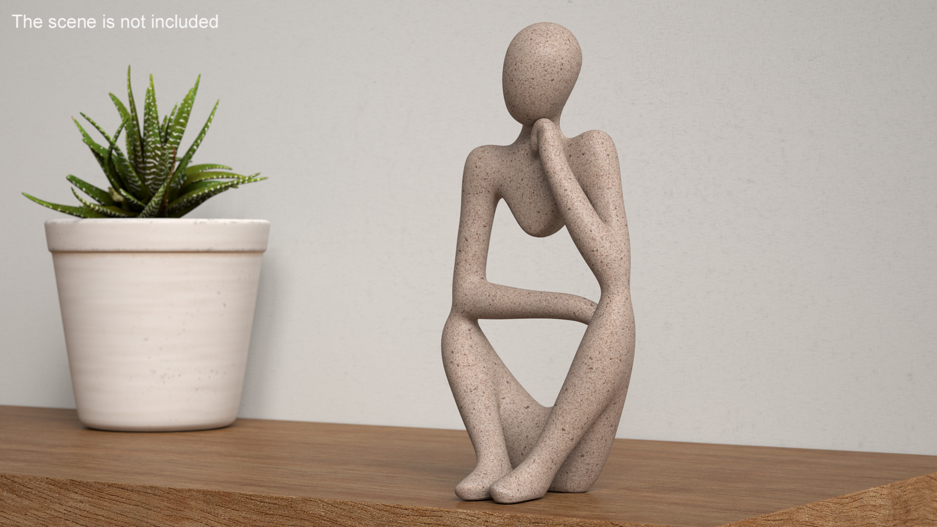 3D model Human Sculpture in Thoughtful Pose White