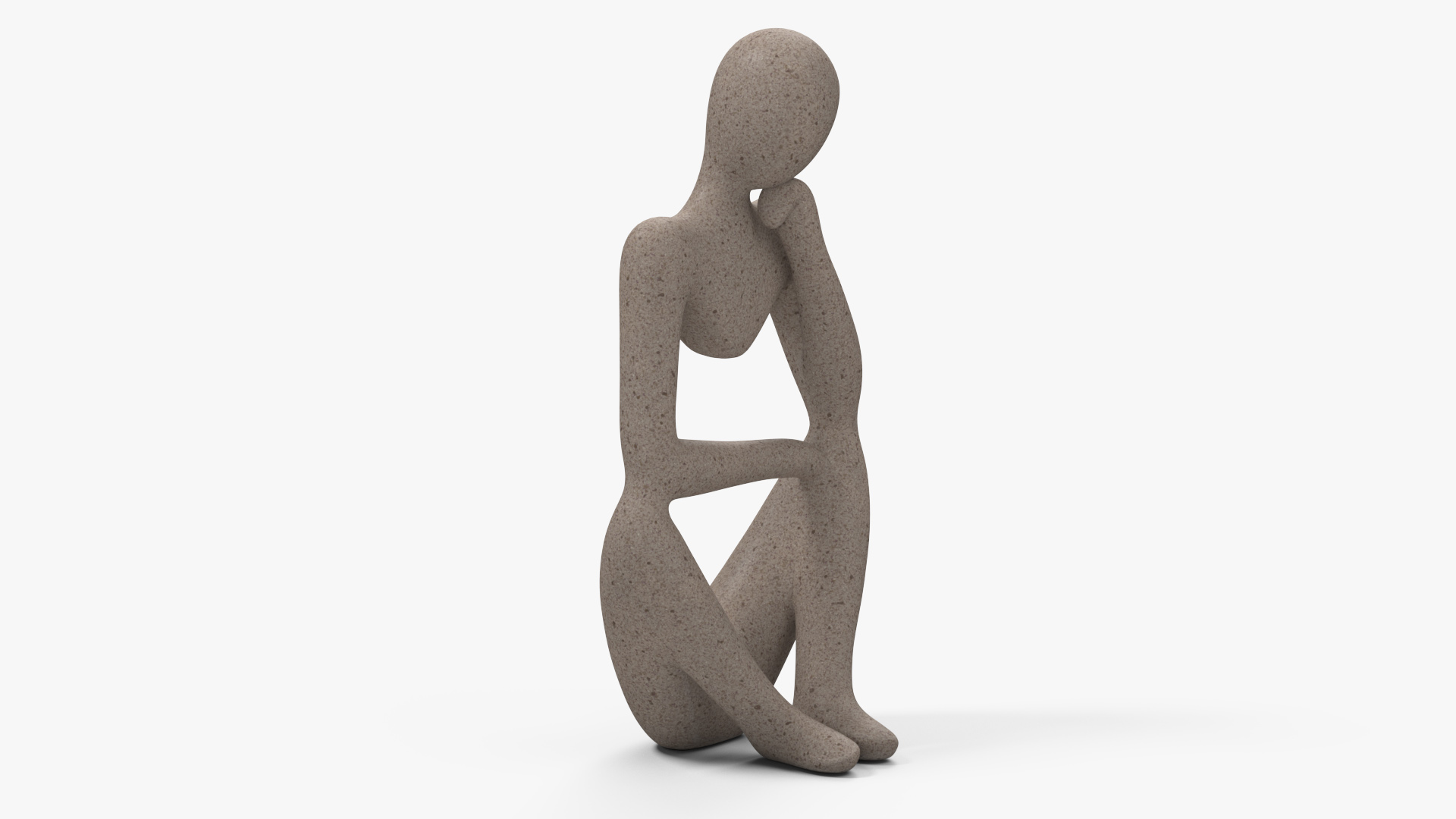 3D model Human Sculpture in Thoughtful Pose White