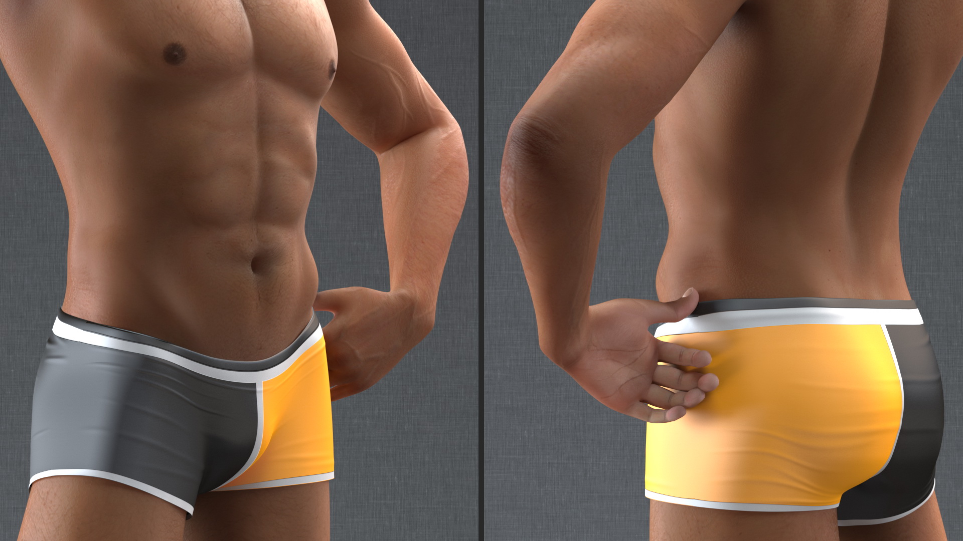 Light Skin Black Man in Swimwear 3D