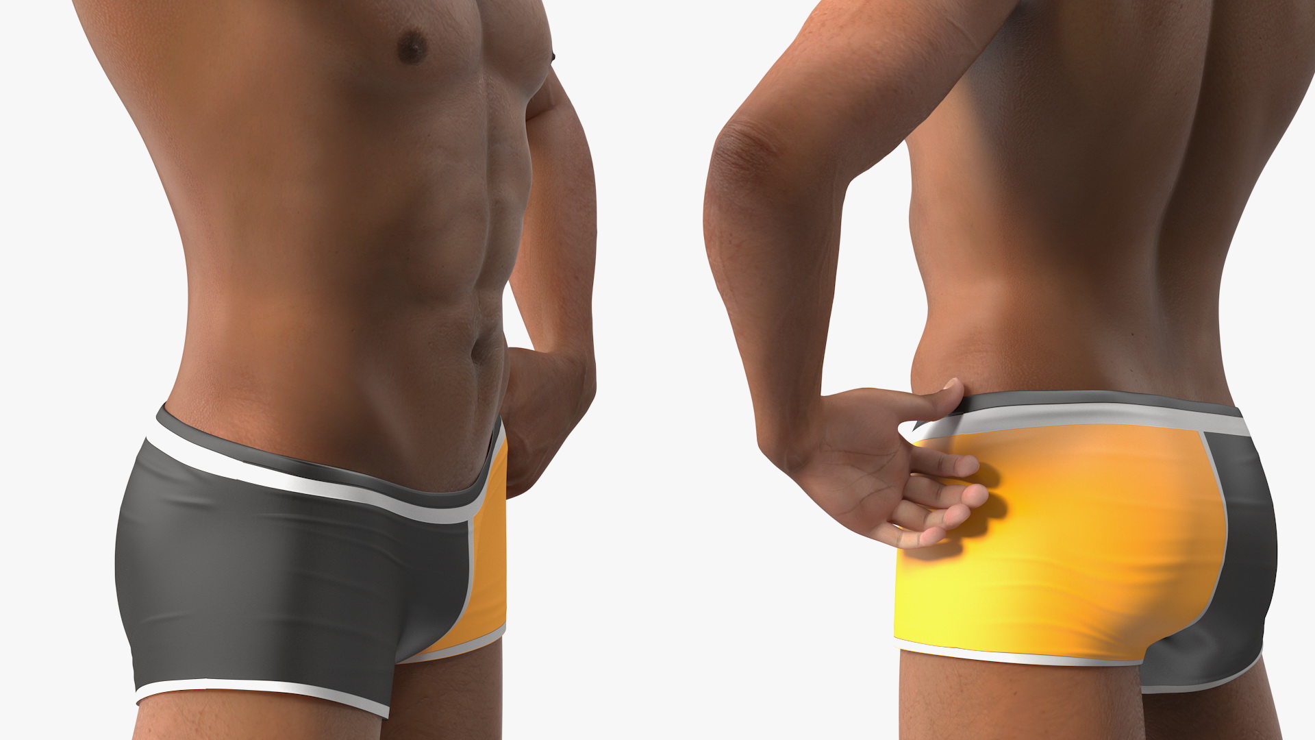 Light Skin Black Man in Swimwear 3D