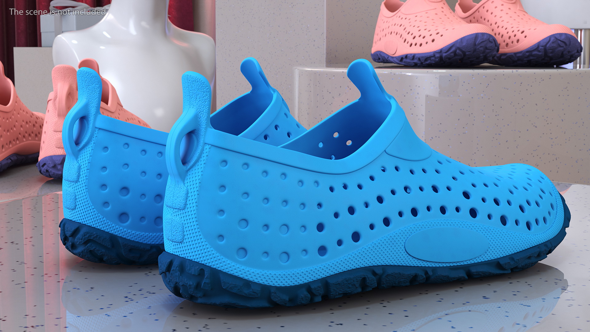 3D Swimming Pool Shoes for Kids Blue model