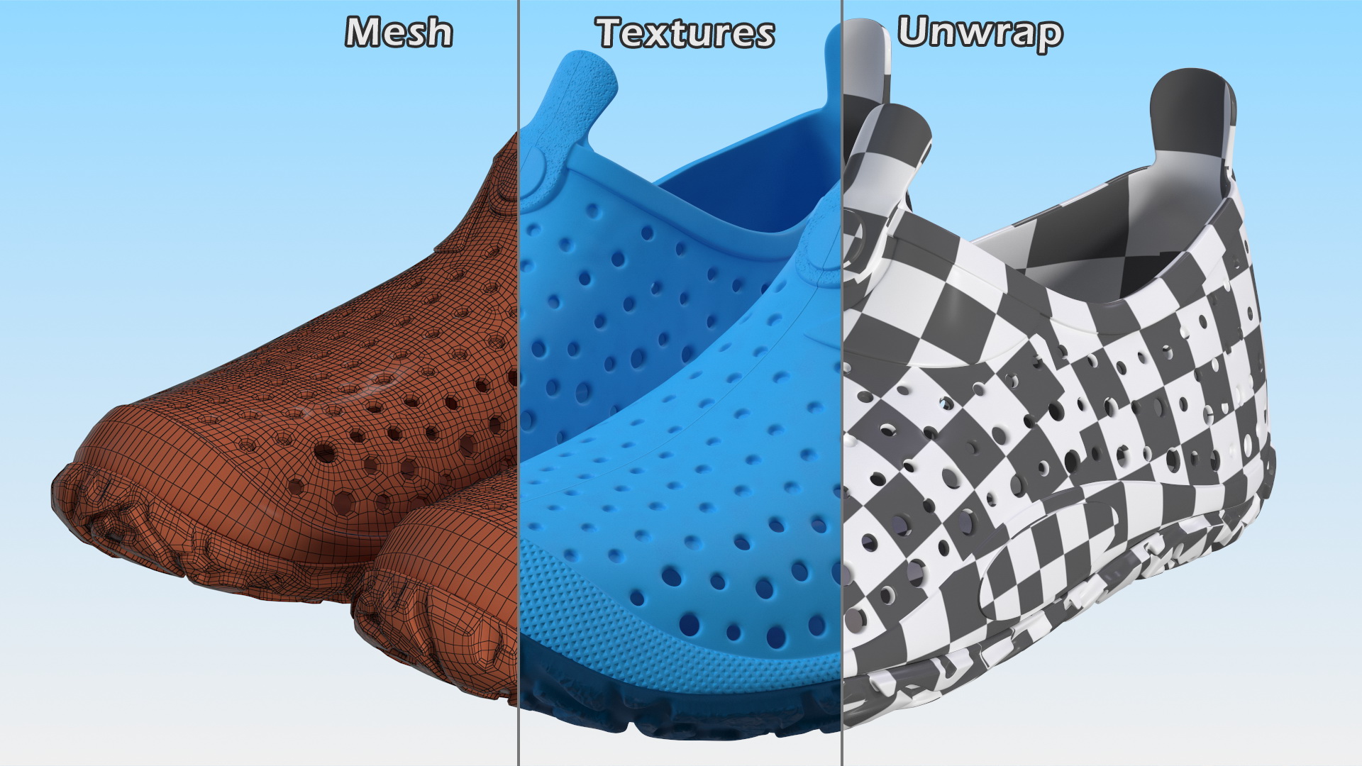 3D Swimming Pool Shoes for Kids Blue model