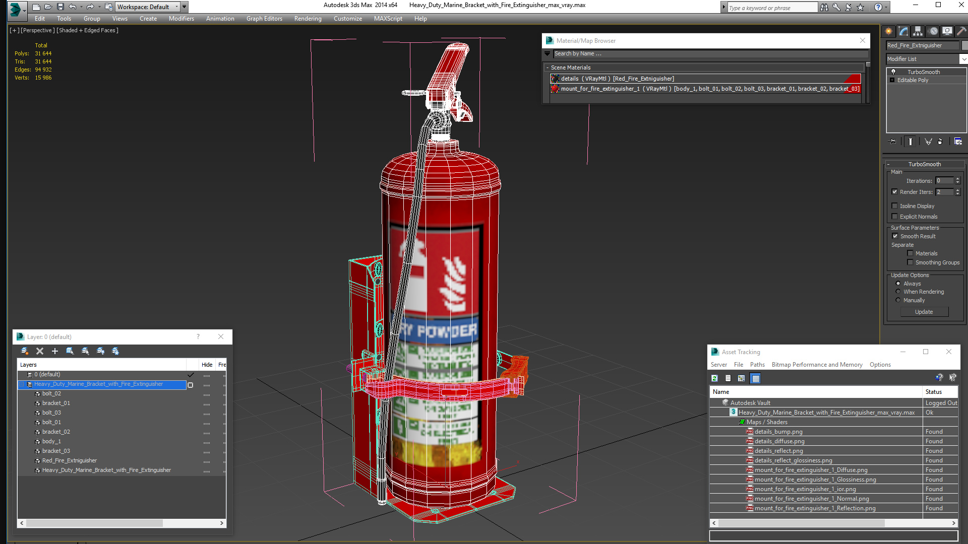 3D Heavy Duty Marine Bracket with Fire Extinguisher model