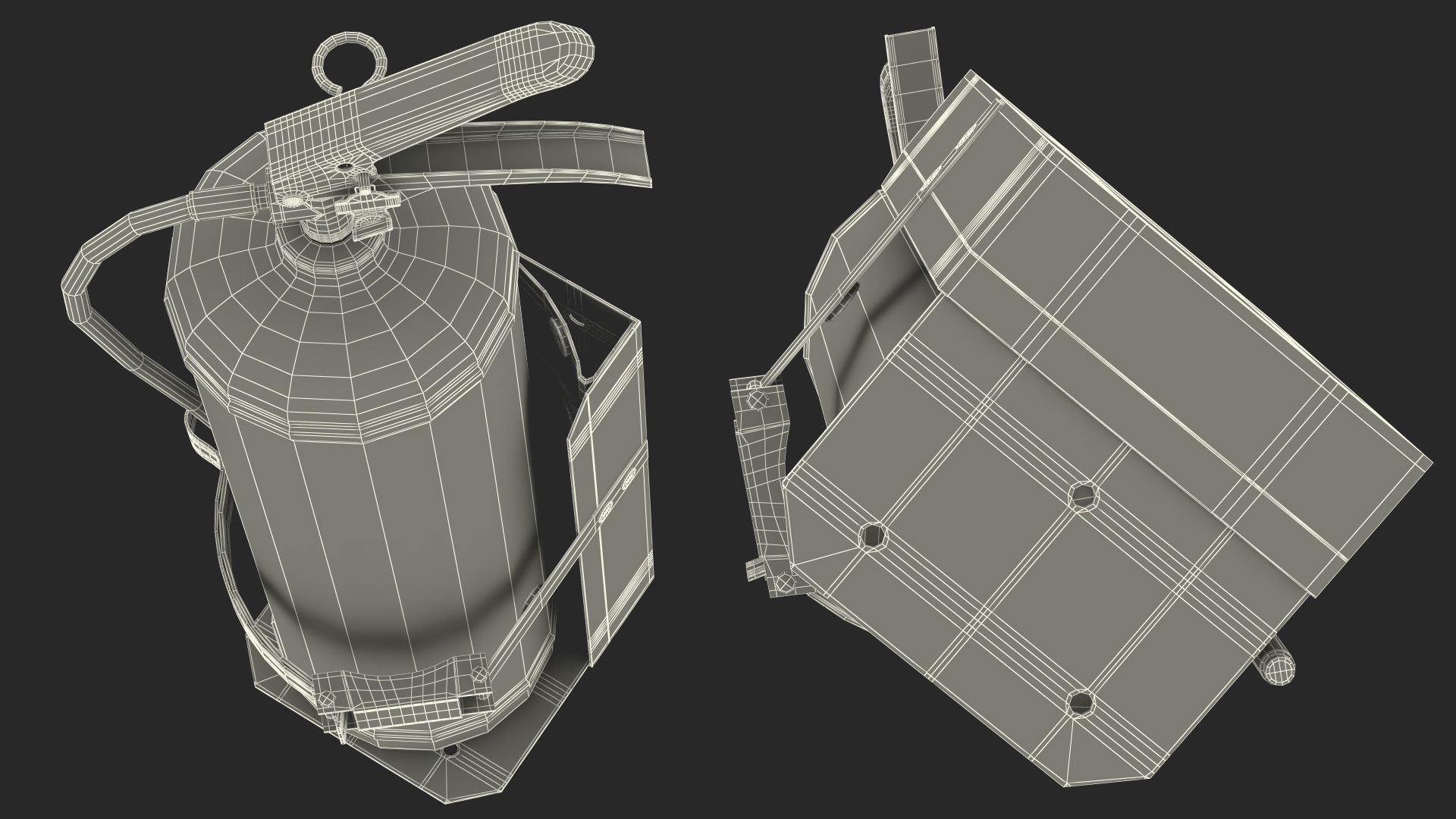 3D Heavy Duty Marine Bracket with Fire Extinguisher model