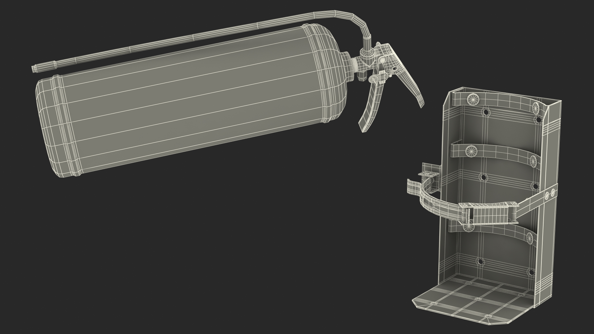 3D Heavy Duty Marine Bracket with Fire Extinguisher model