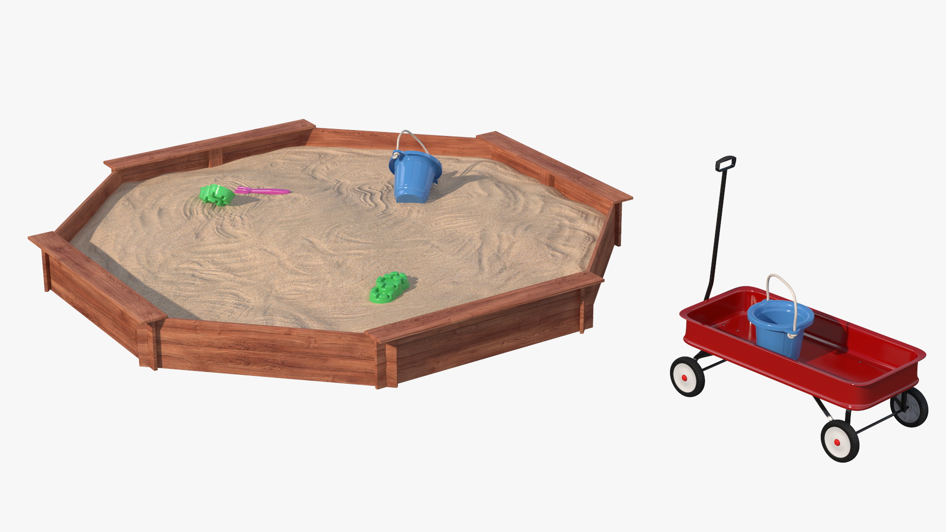 Wooden Playground with Children Playing 3D model