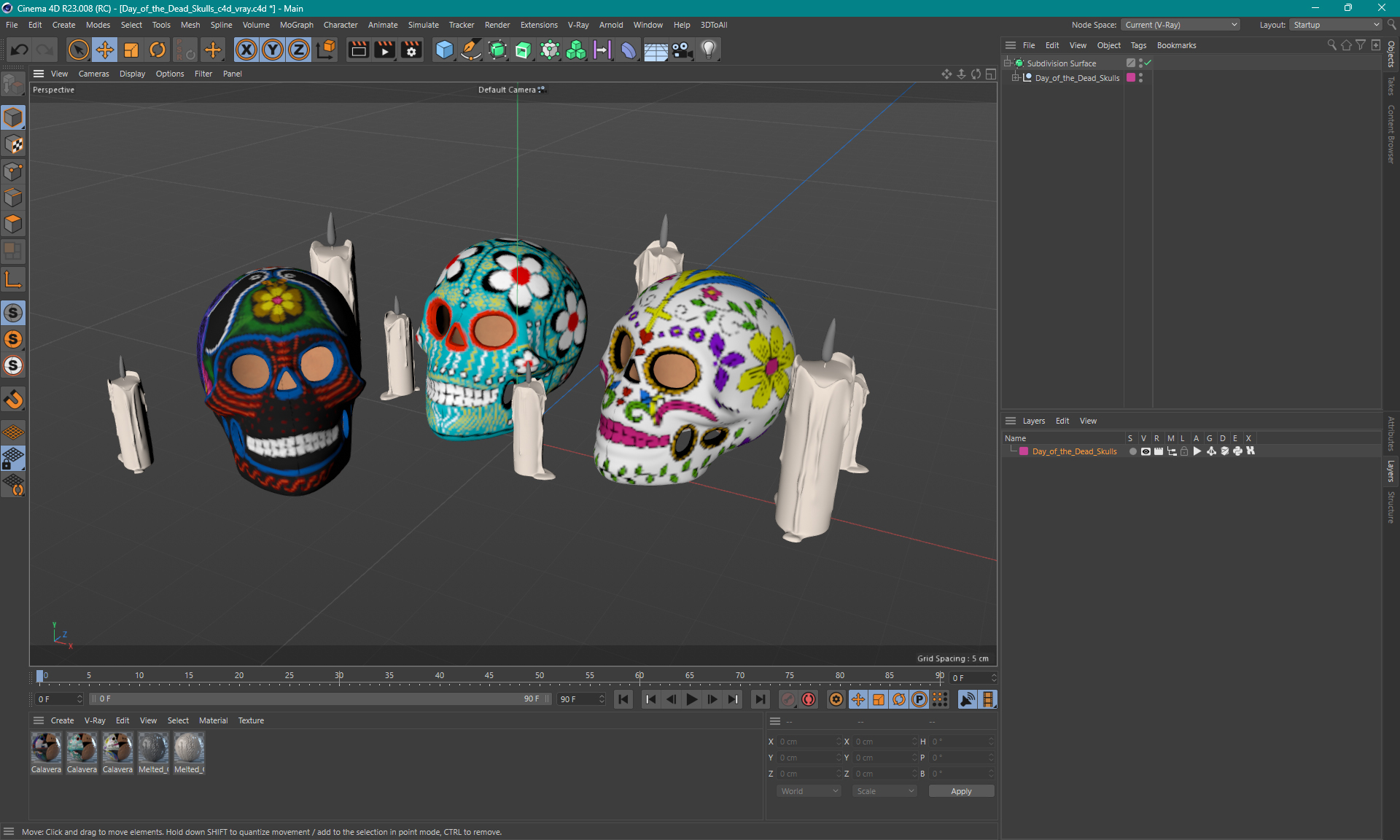 Day of the Dead Skulls 3D