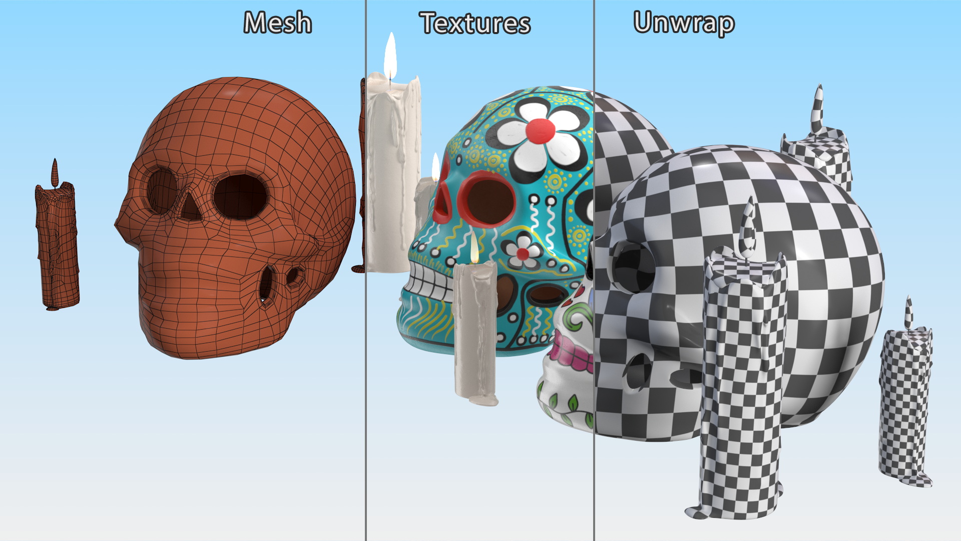 Day of the Dead Skulls 3D