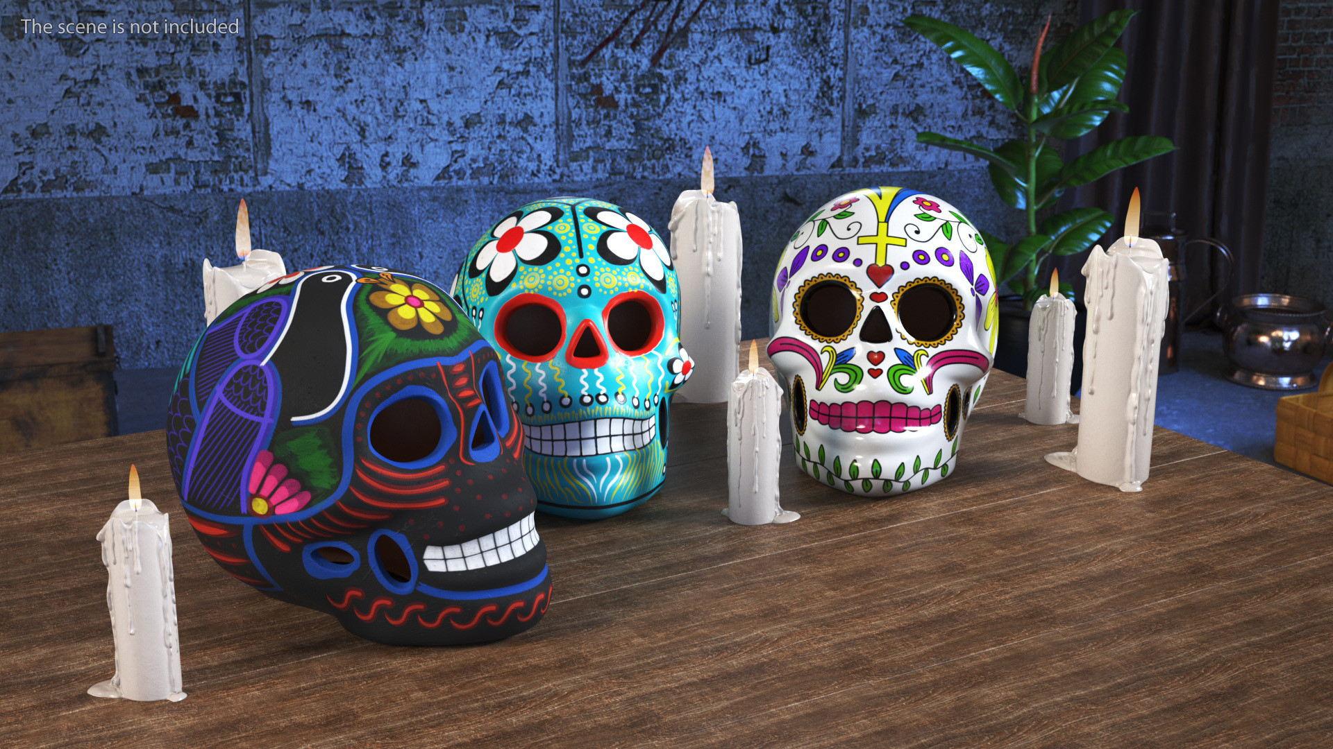 Day of the Dead Skulls 3D