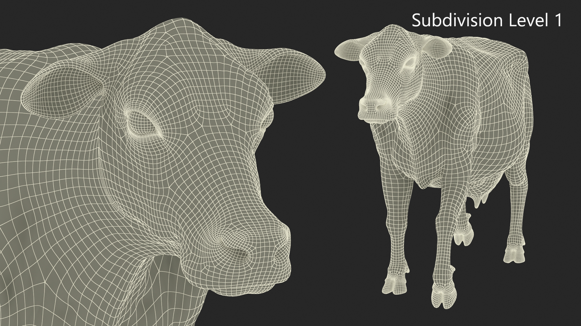 3D Mini Cow Goes Beige Fur model