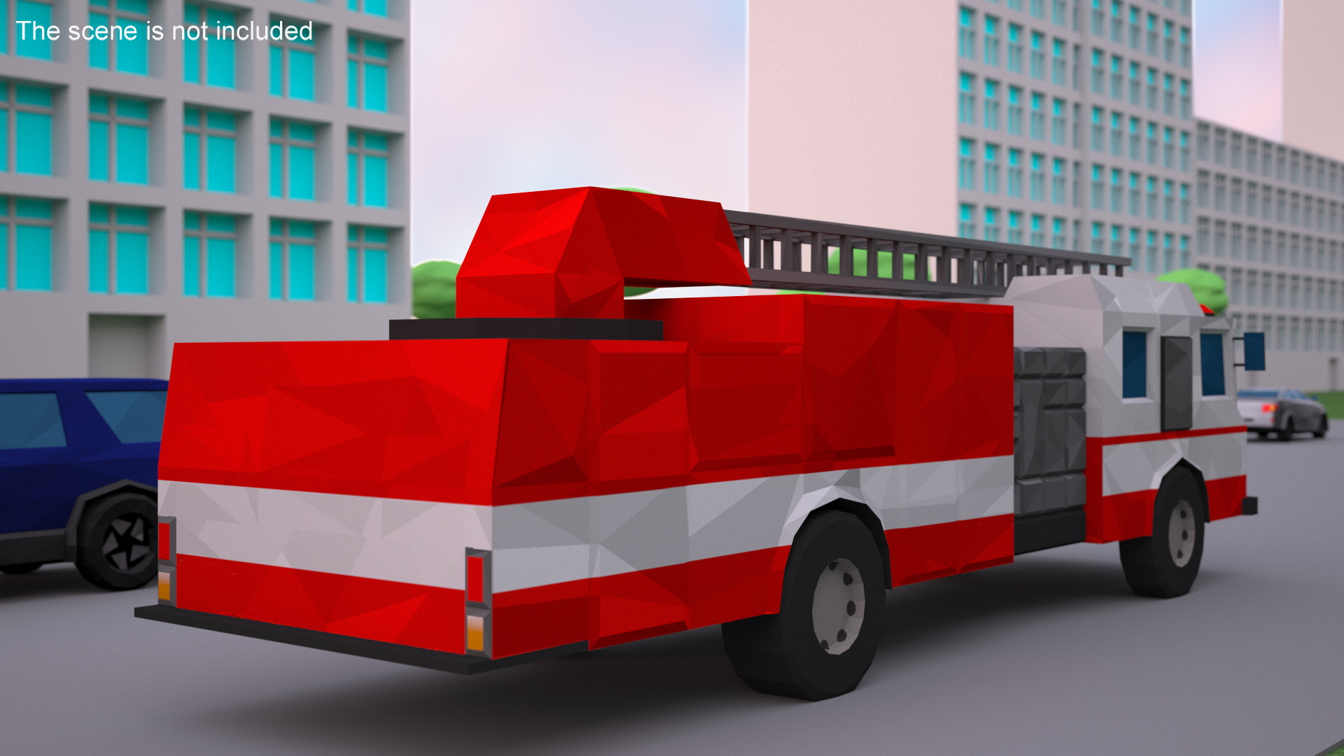 3D model Low Poly Stylized Model Fire Engine