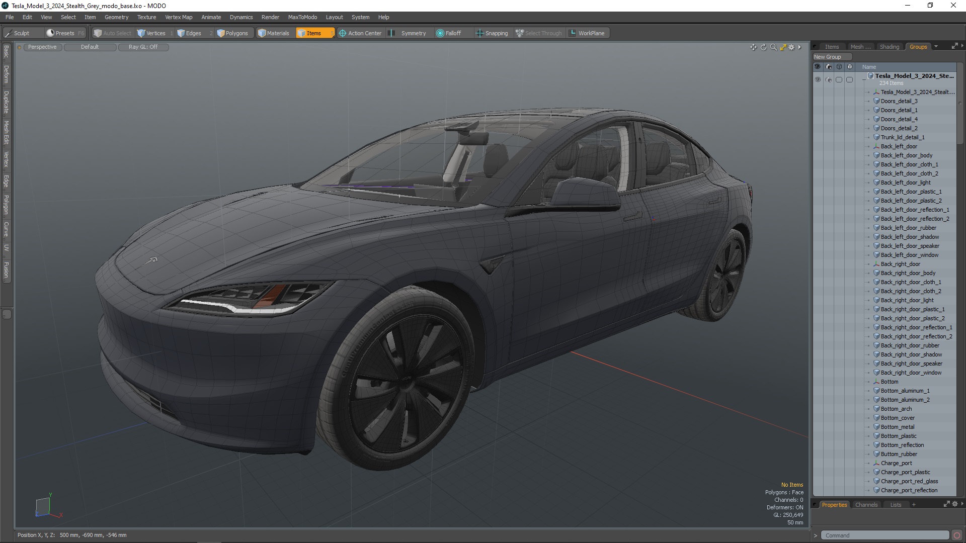 3D Tesla Model 3 2024 Stealth Grey