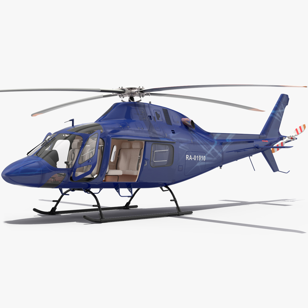 3D Leonardo AgustaWestland AW119 Helicopter Blue Rigged for Maya